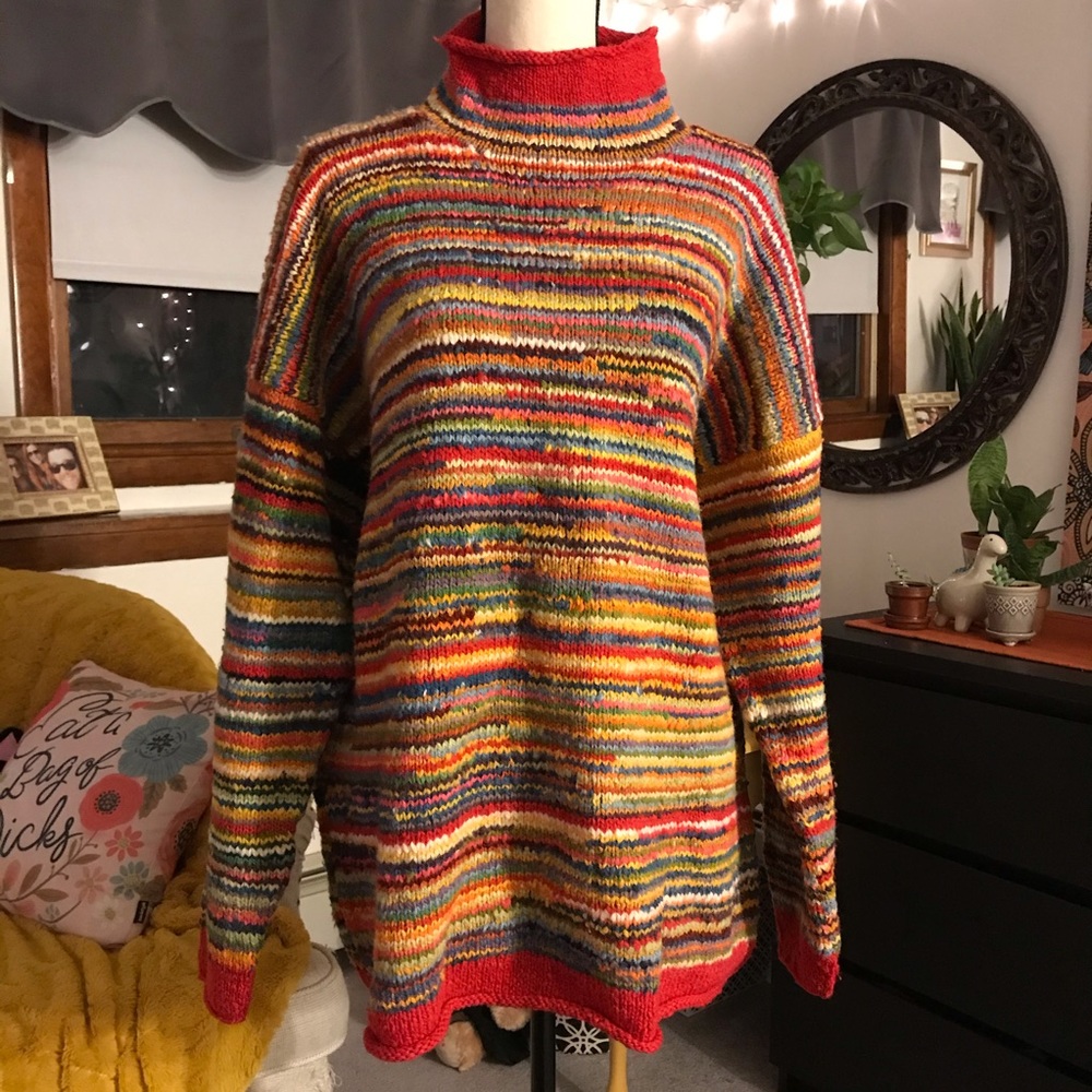Vintage Amano Rainbow Stripe Turtleneck Sweater